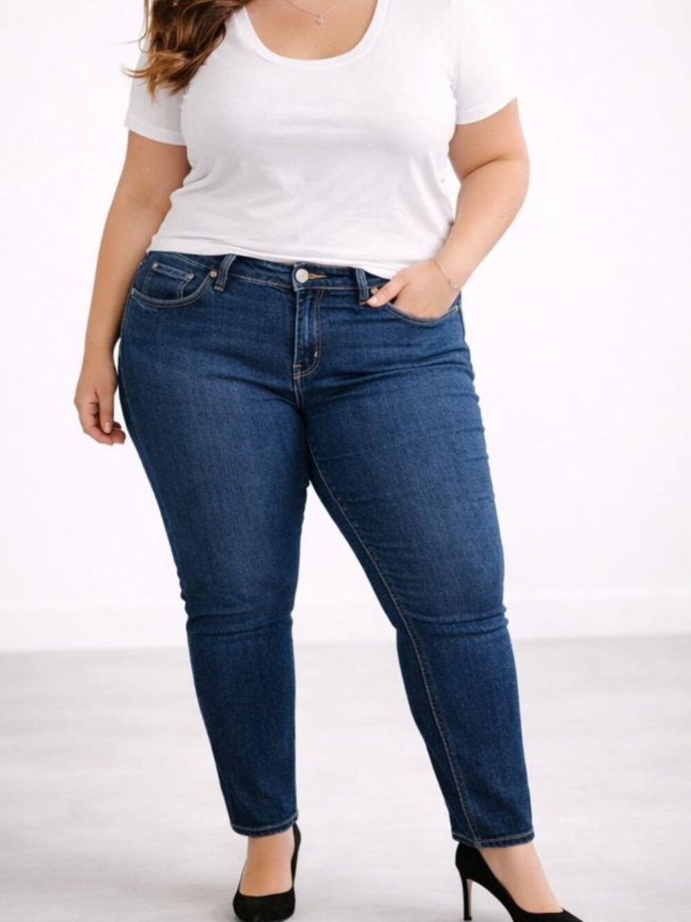 Torrid Womens Jeans Dark Wash Stretch Denim Skinny Mid Rise Plus Size 24 Tall